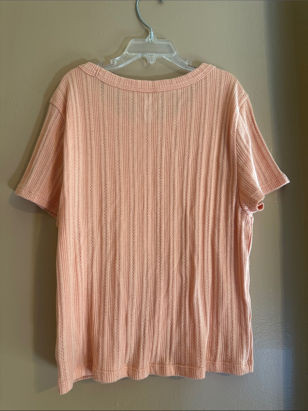 Peach Ribbed Short Sleeve Tee - Picture 2 of 3